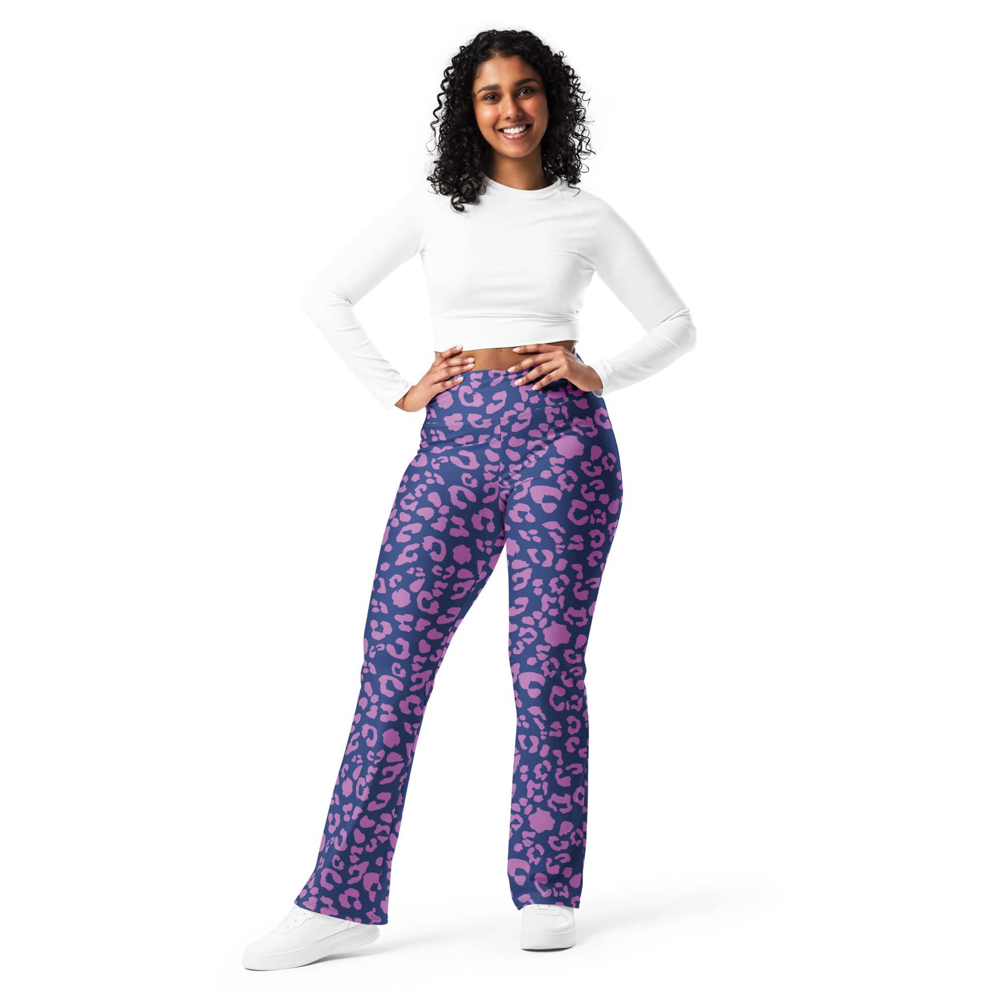 Purple Leopard Print Flare Leggings