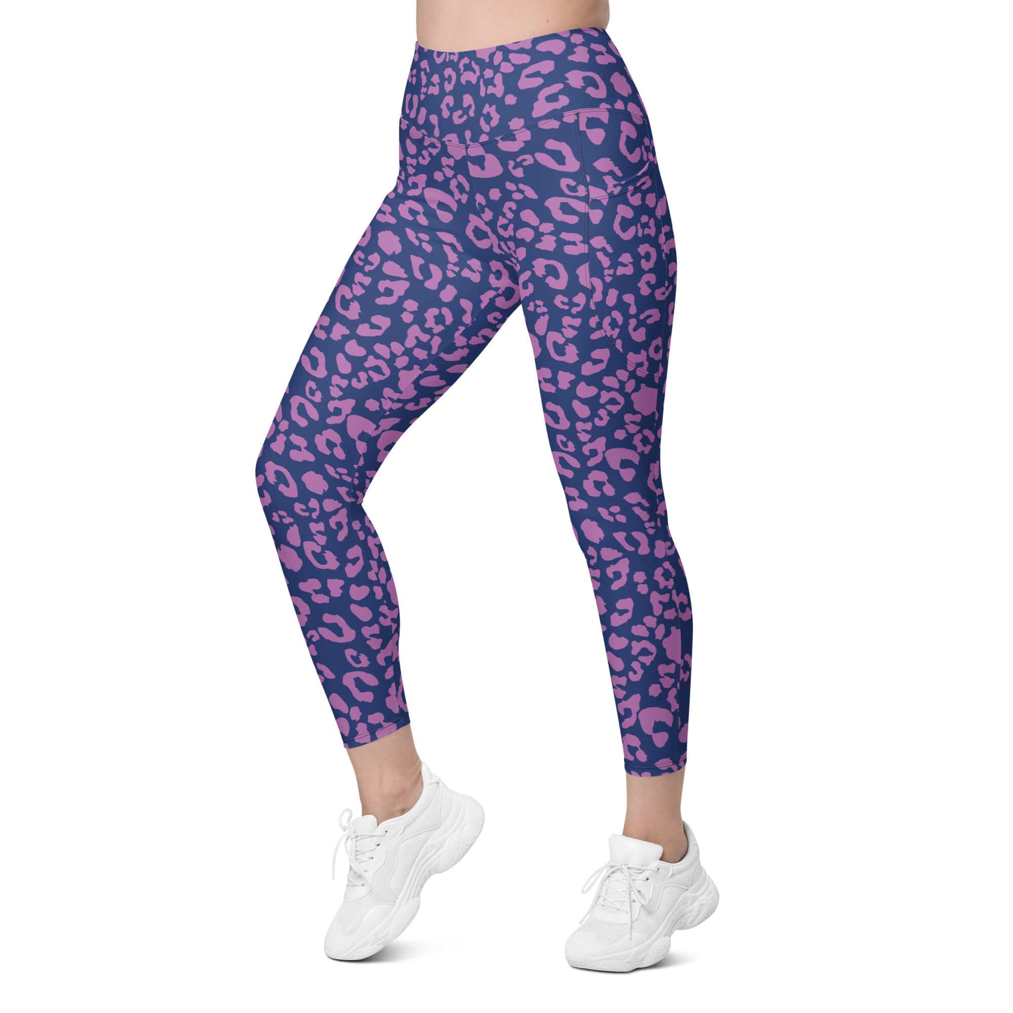 Purple Leopard Print Leggings With Pockets
