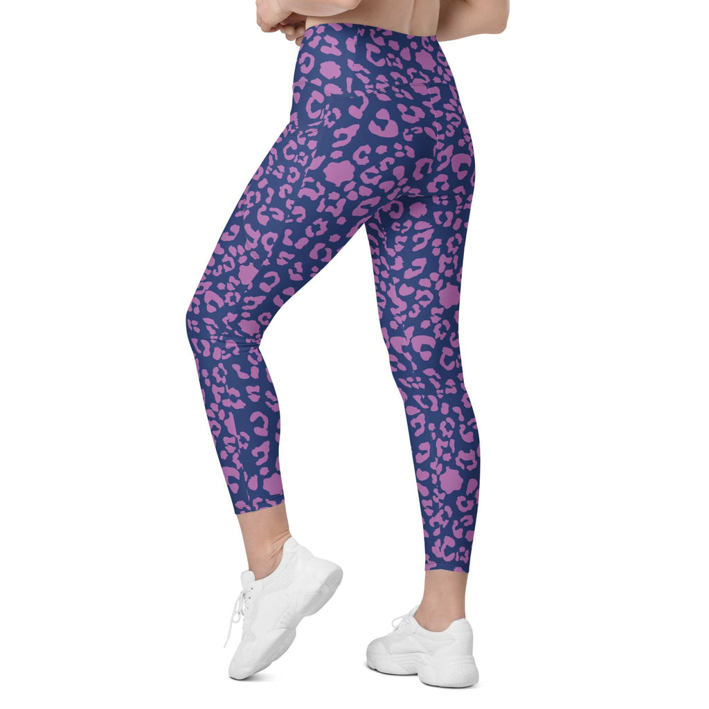 Purple Leopard Print Leggings With Pockets