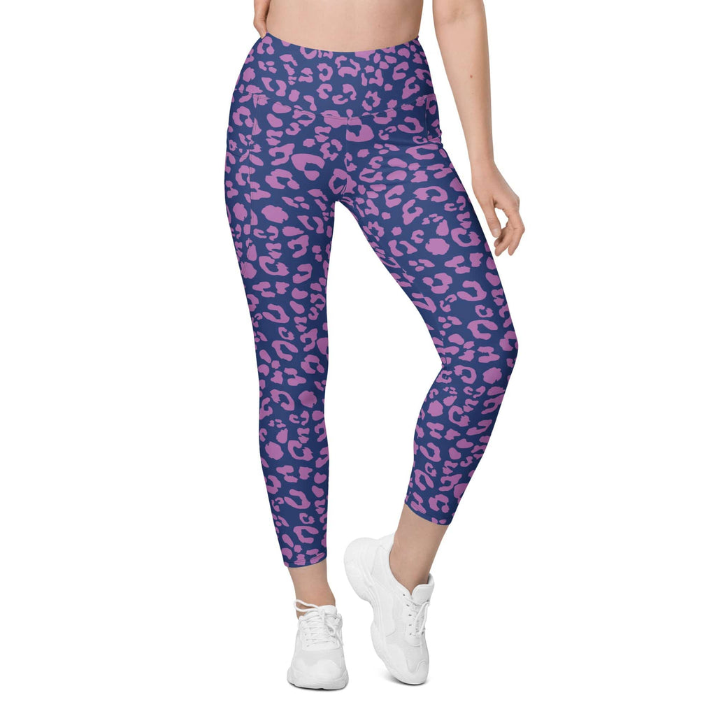 Purple Leopard Print Leggings With Pockets
