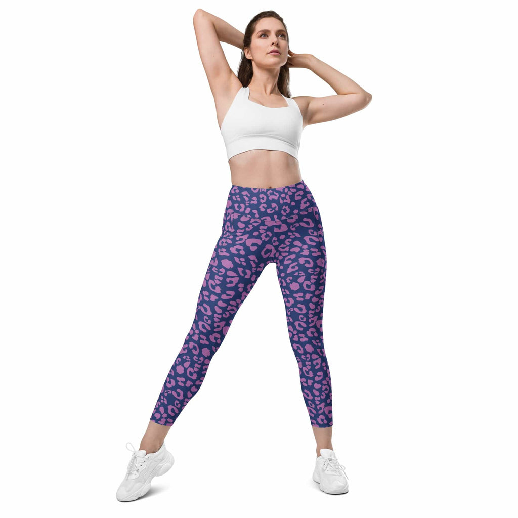 Purple Leopard Print Leggings With Pockets