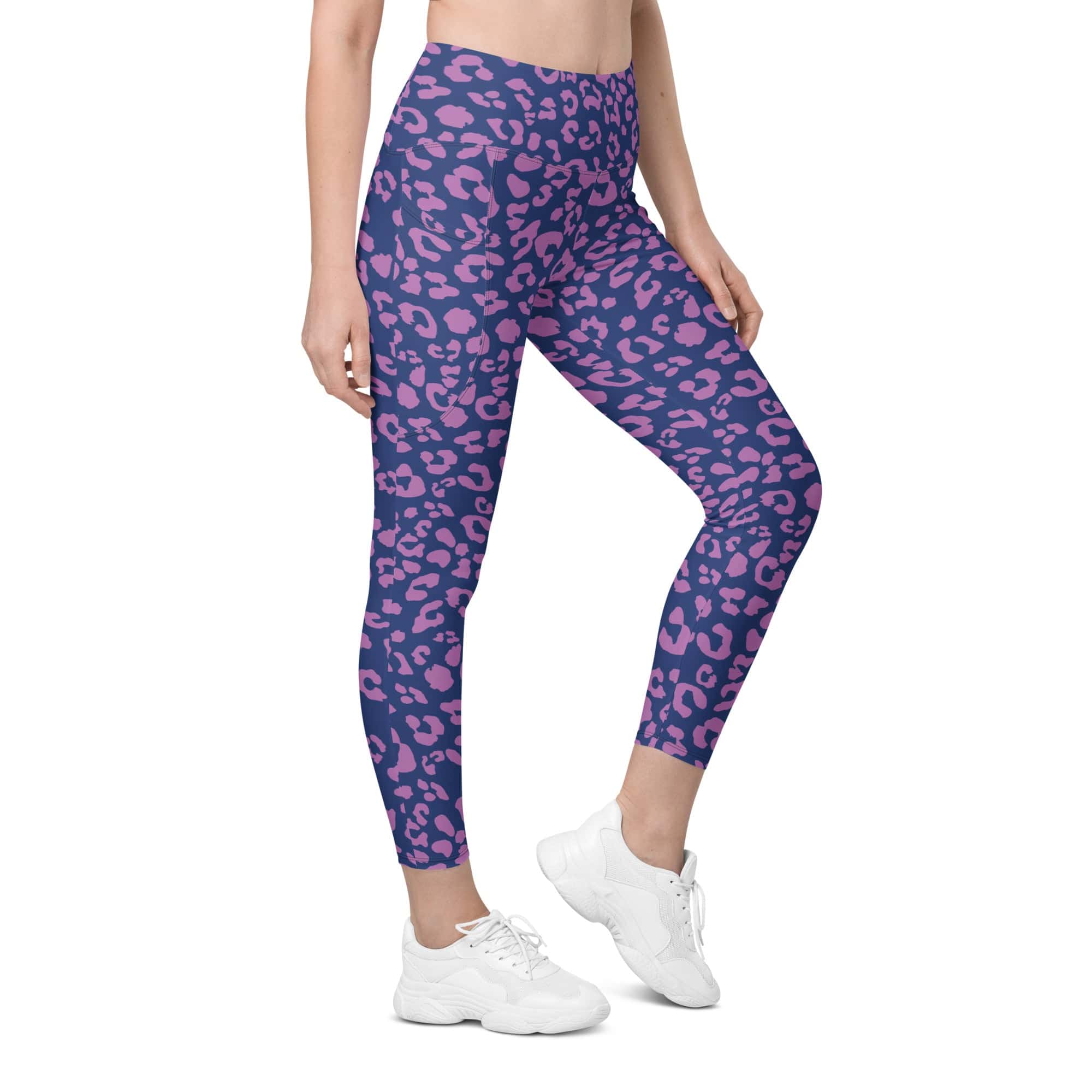 Purple Leopard Print Leggings With Pockets