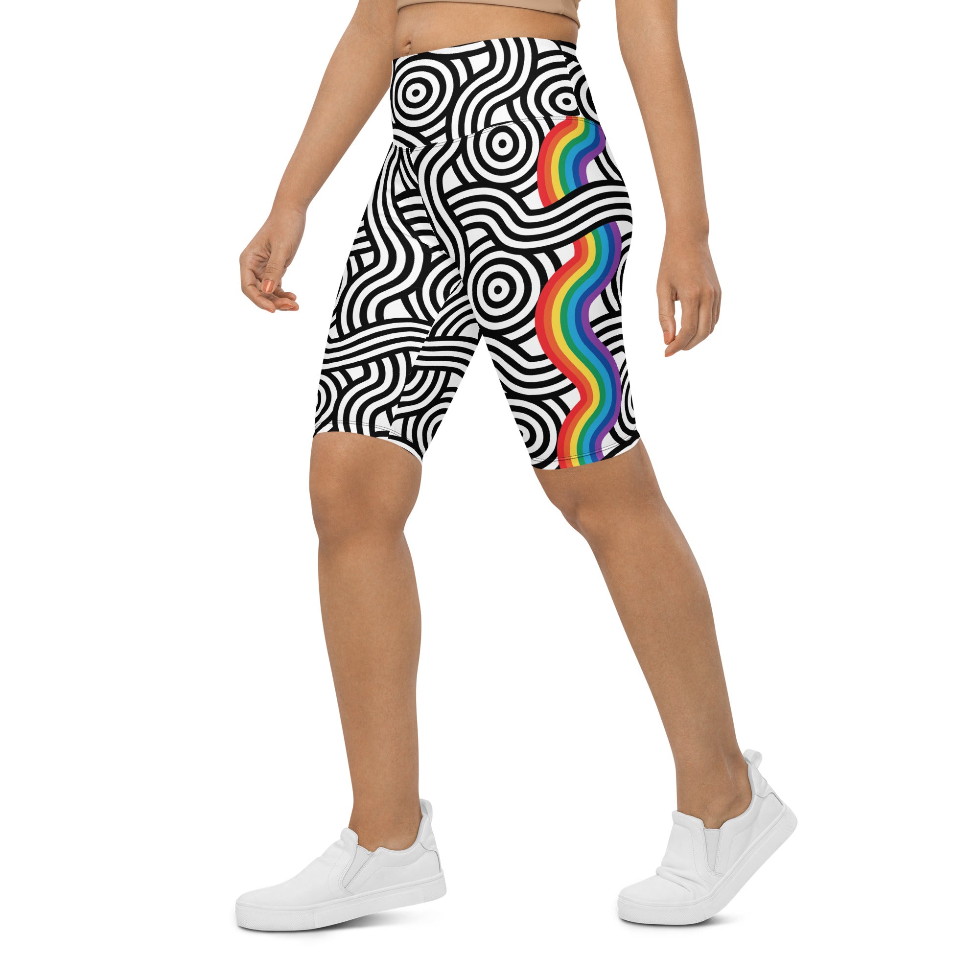 Rainbow Lines Biker Shorts