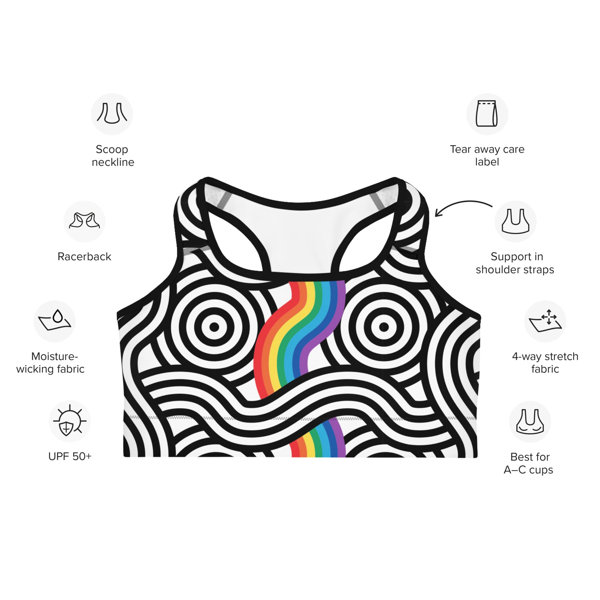 Rainbow Lines Sports Bra