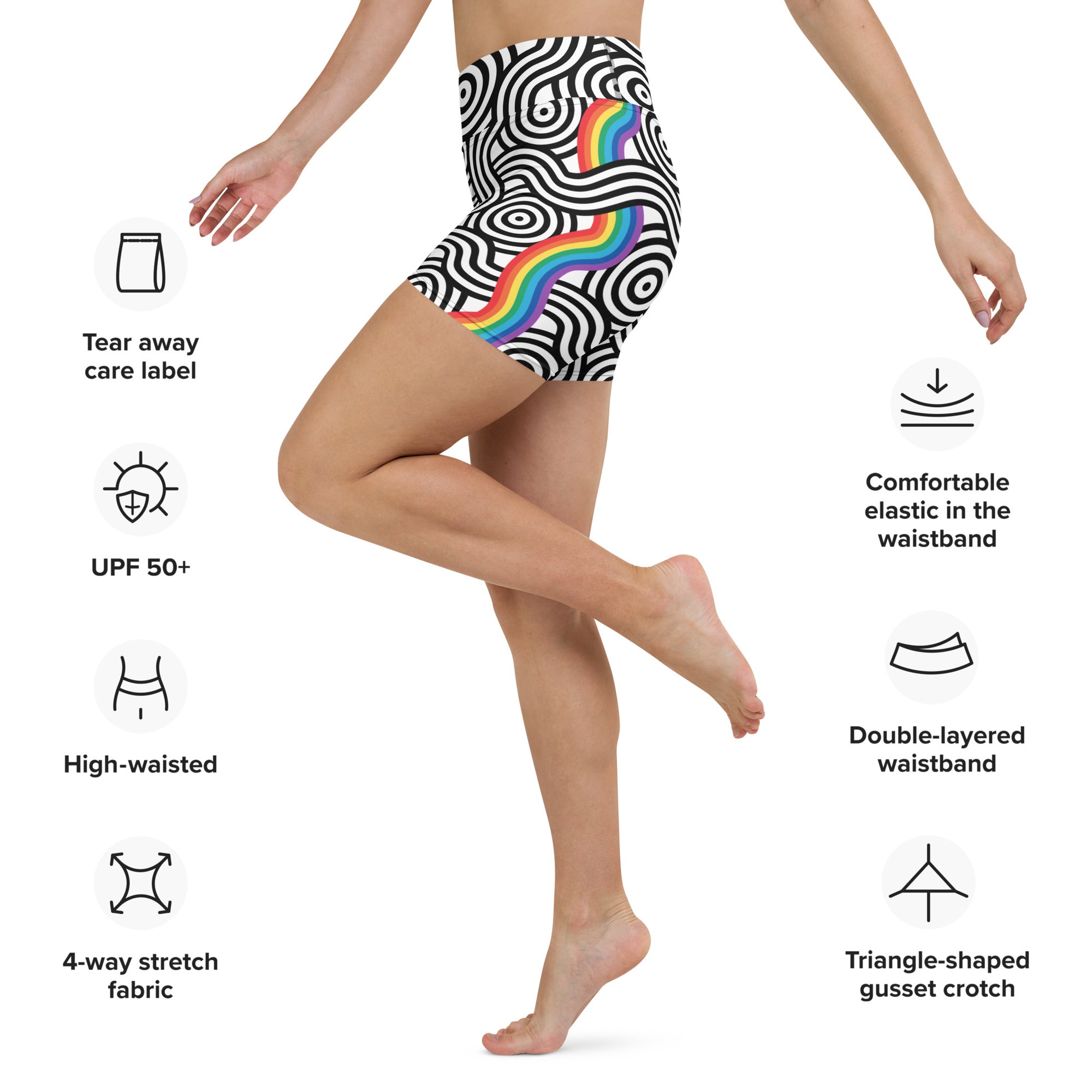 Rainbow Lines Yoga Shorts