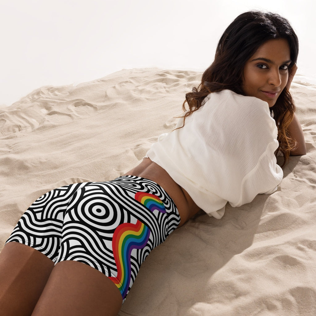Rainbow Lines Yoga Shorts
