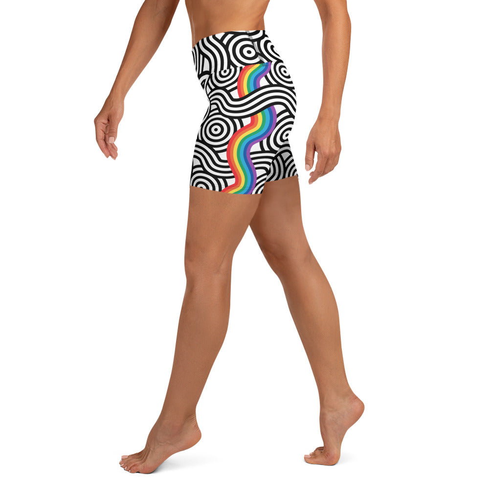 Rainbow Lines Yoga Shorts