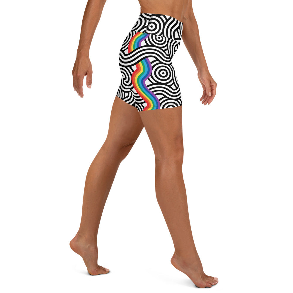 Rainbow Lines Yoga Shorts