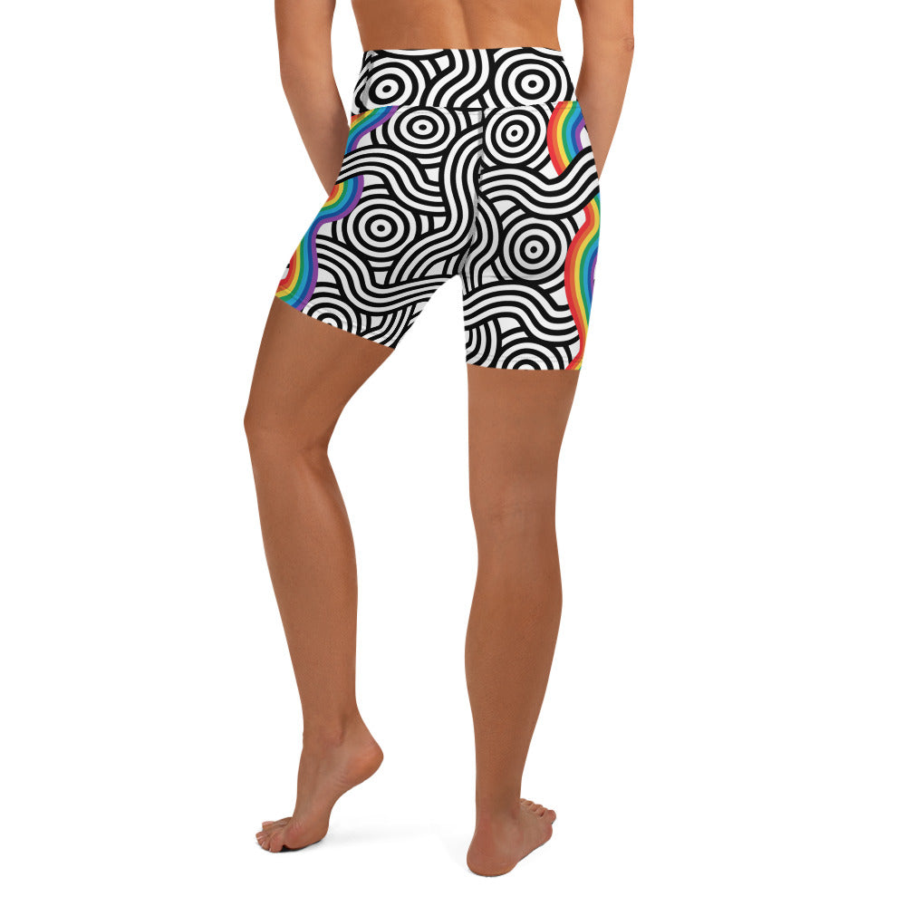 Rainbow Lines Yoga Shorts