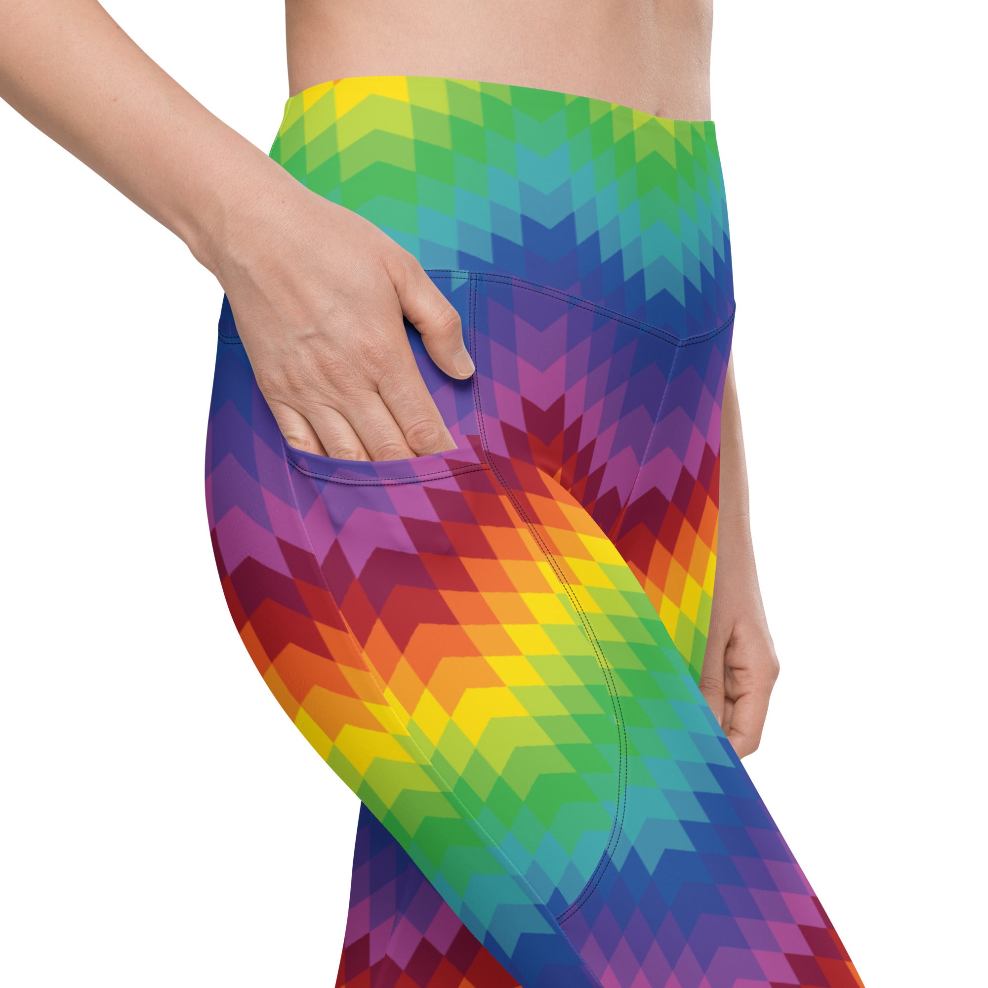 Rainbow Pattern Leggings With Pockets