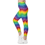 Rainbow Pattern Leggings With Pockets