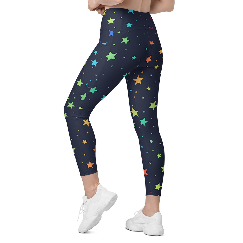 Rainbow Stars Crossover Leggings With Pockets