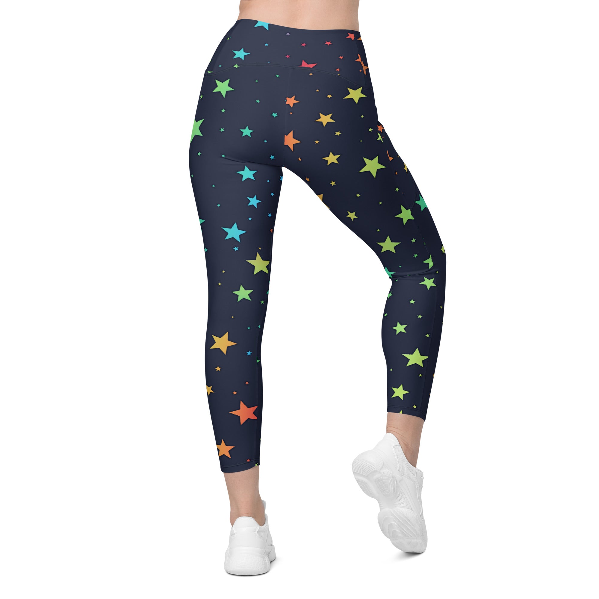 Rainbow Stars Crossover Leggings With Pockets