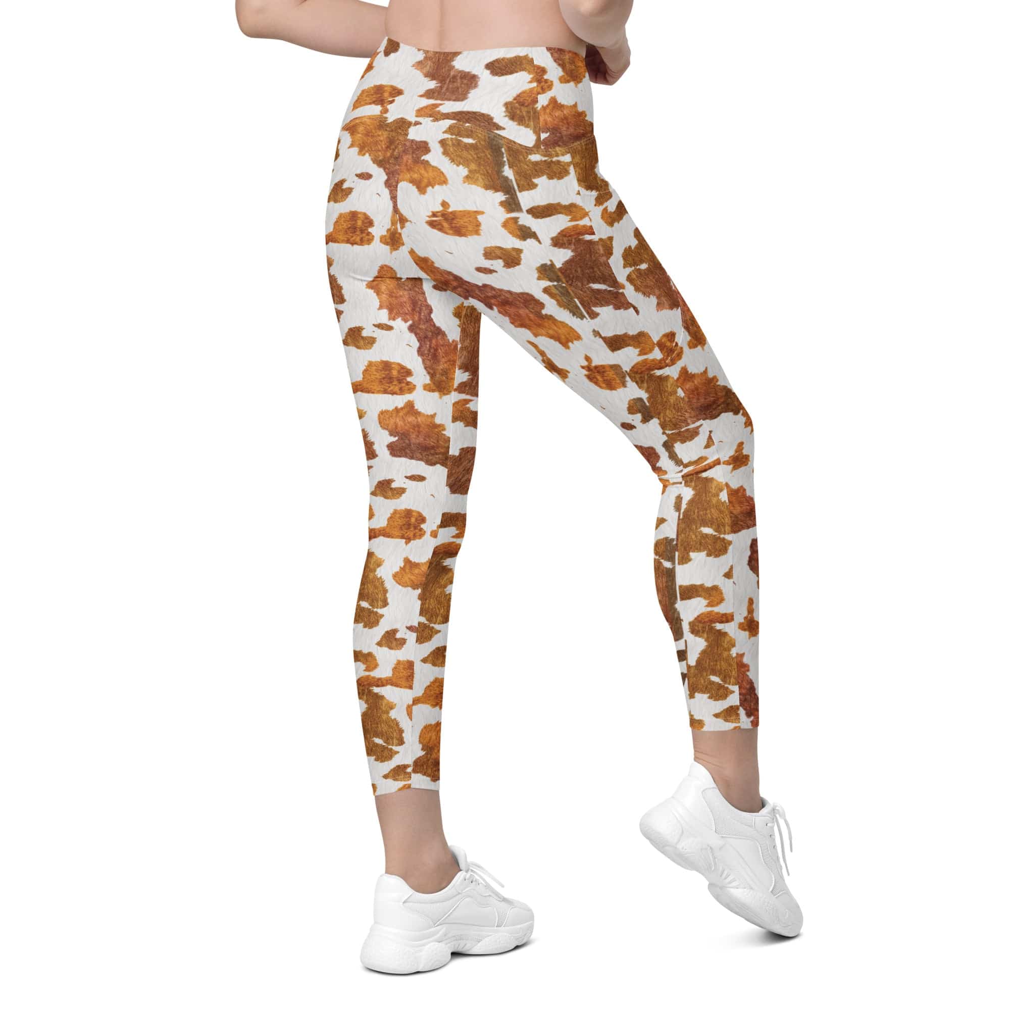 Realistic Cow Print Leggings With Pockets