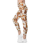 Realistic Cow Print Leggings With Pockets