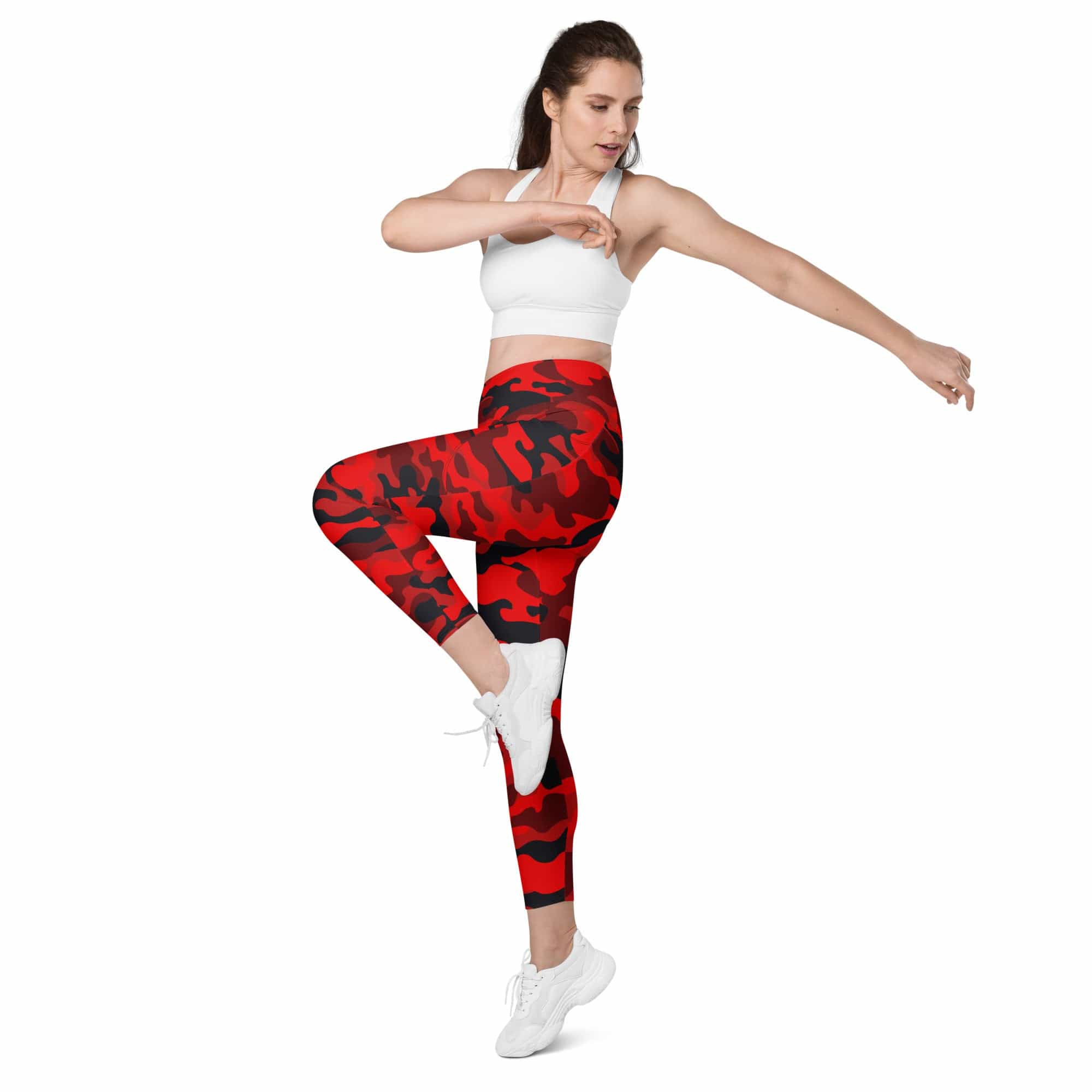 Red Camo Leggings With Pockets