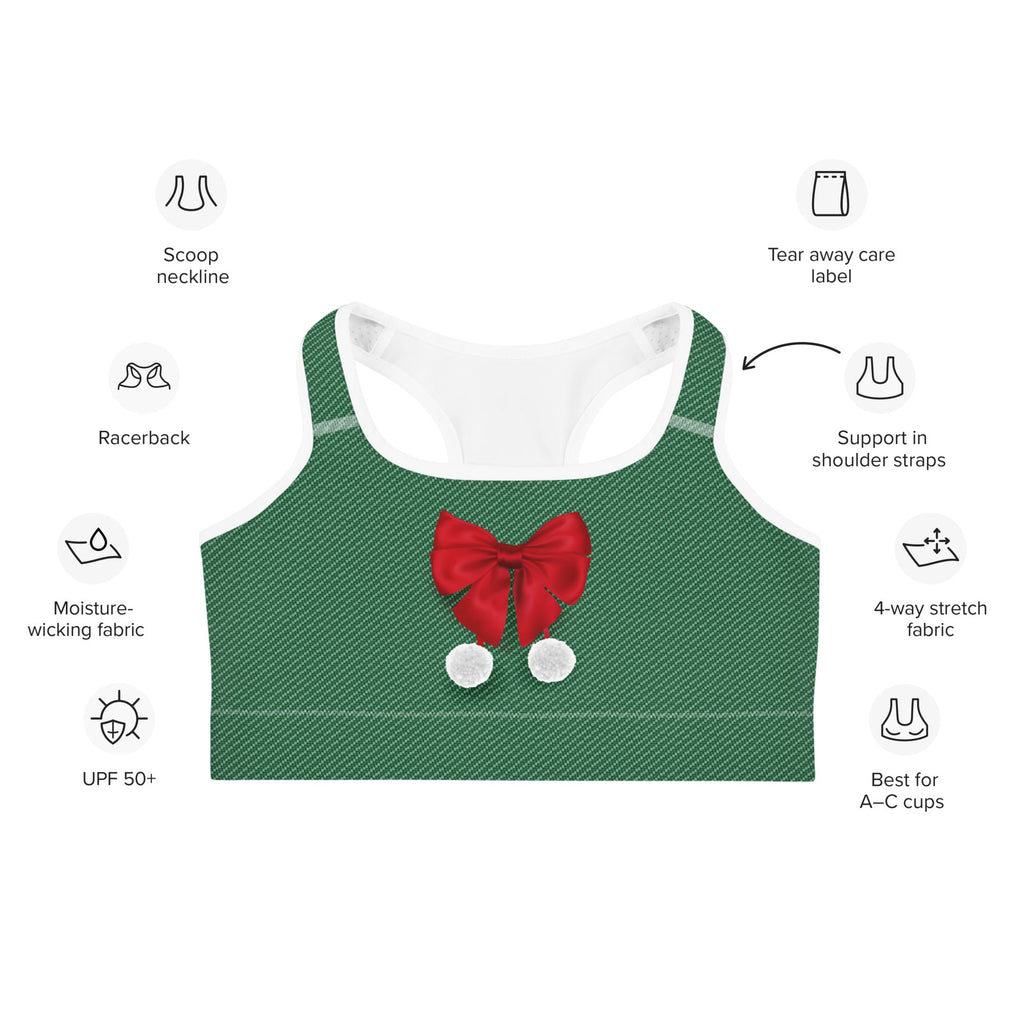 Red Christmas Bow Sports Bra