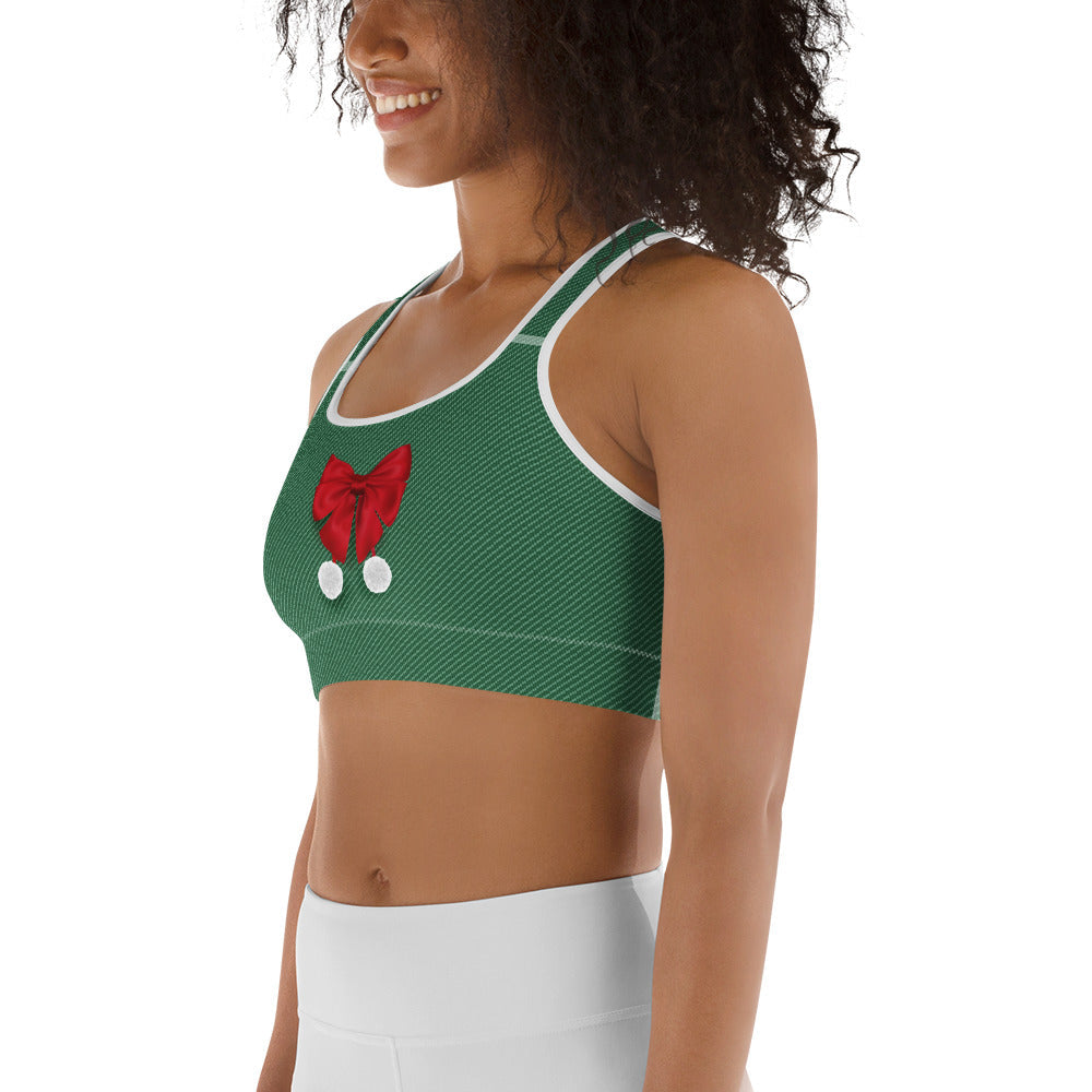 Red Christmas Bow Sports Bra