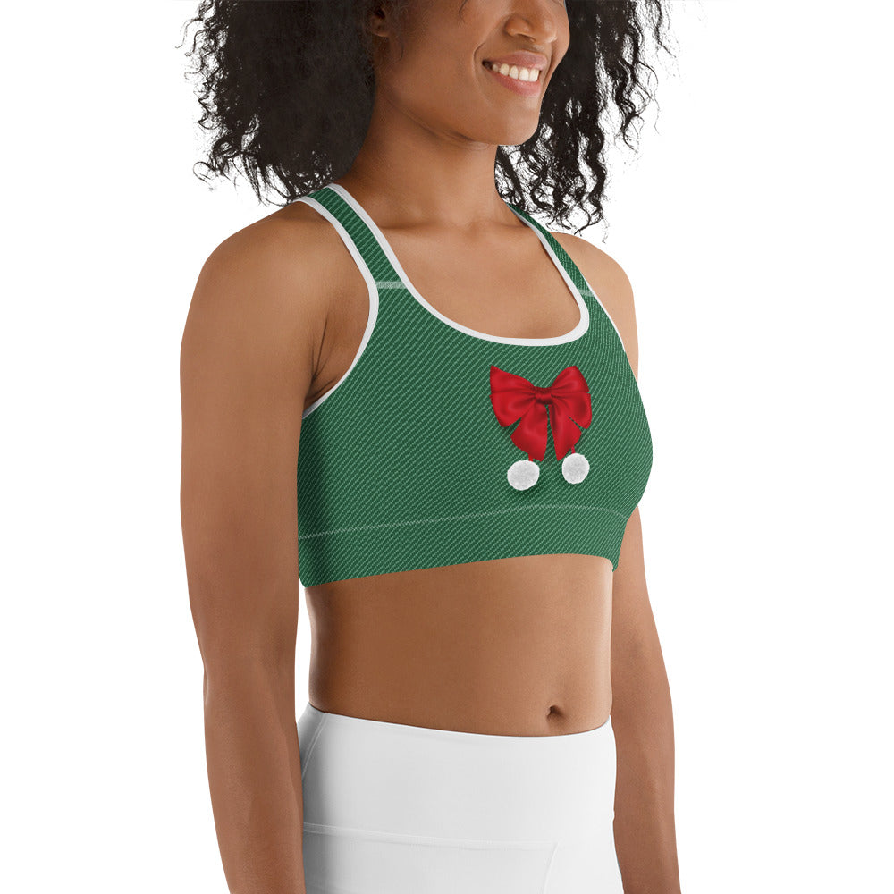 Red Christmas Bow Sports Bra