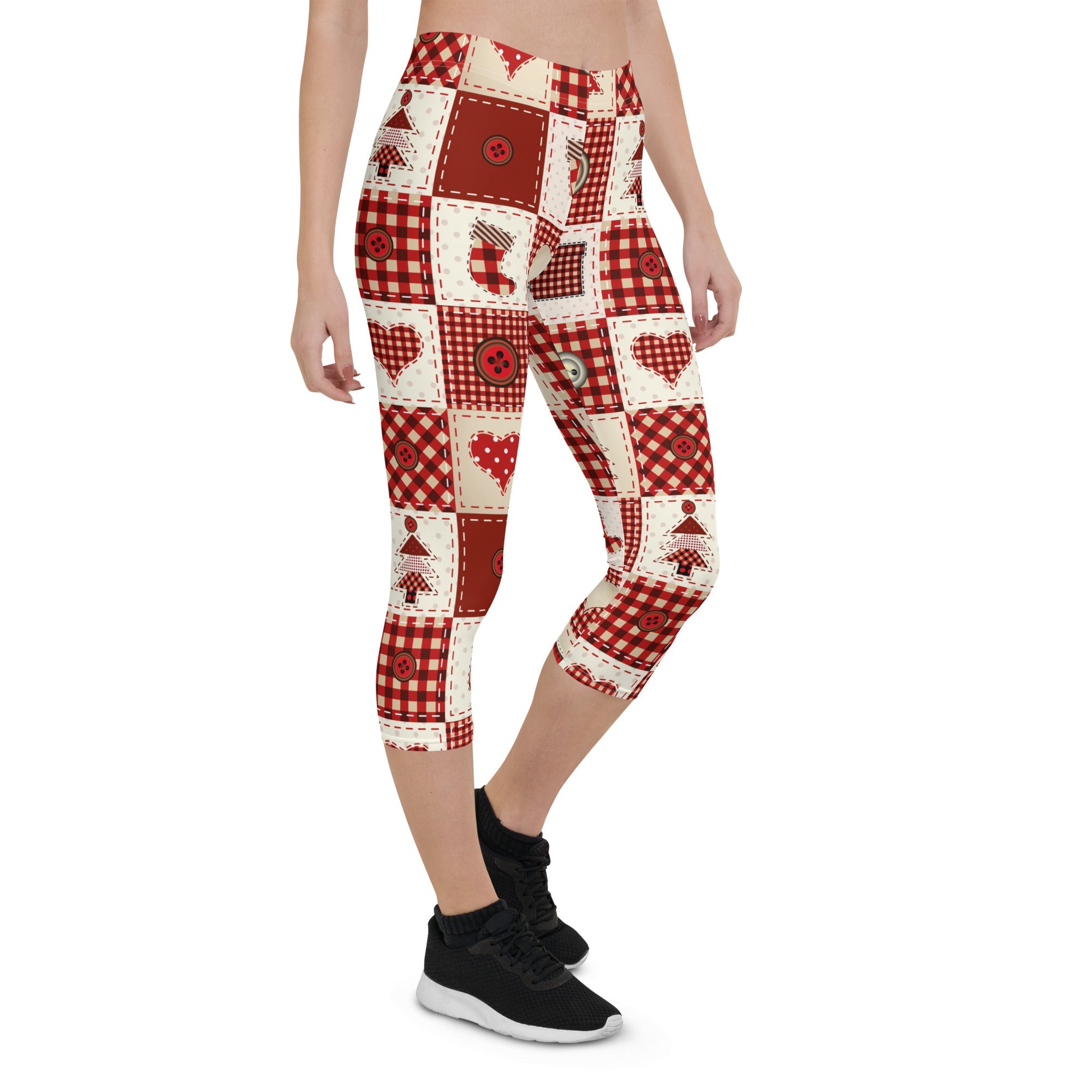 Red Christmas Patchwork Capris