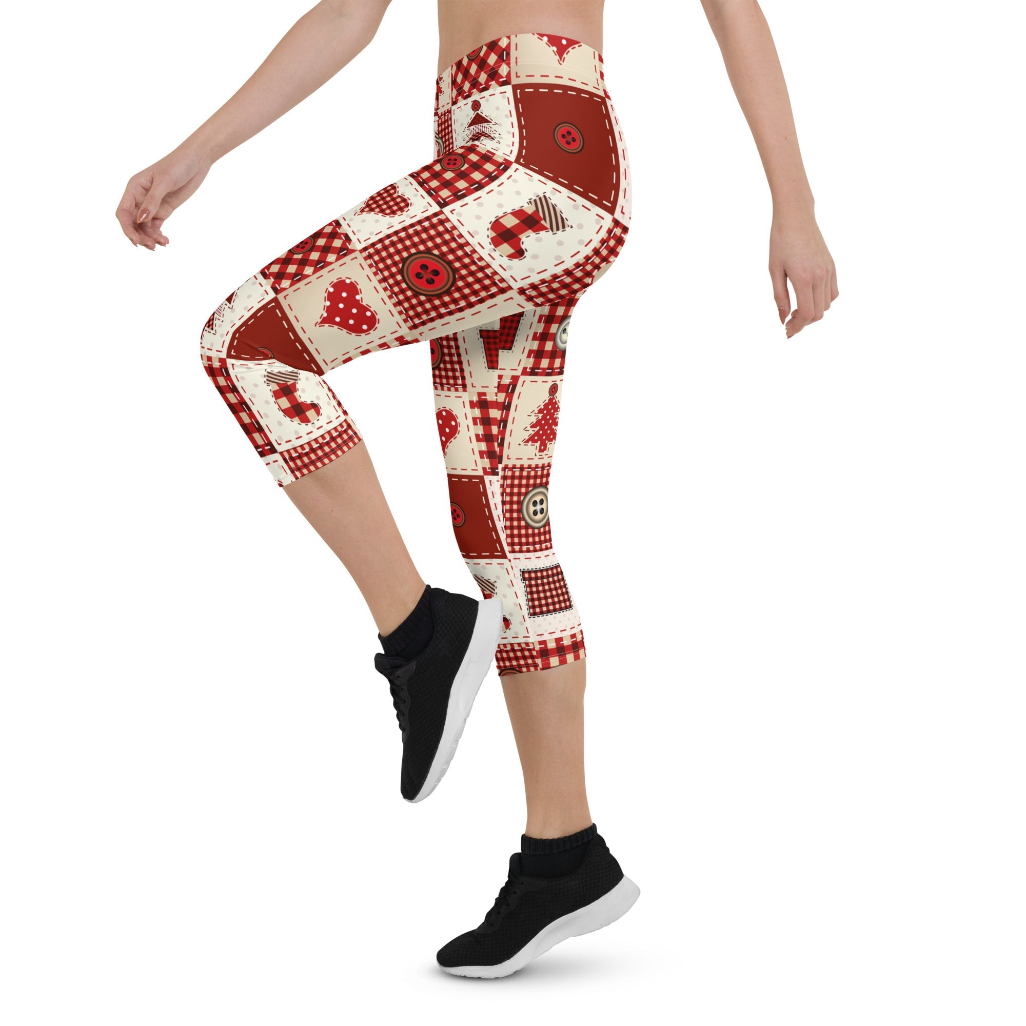 Red Christmas Patchwork Capris