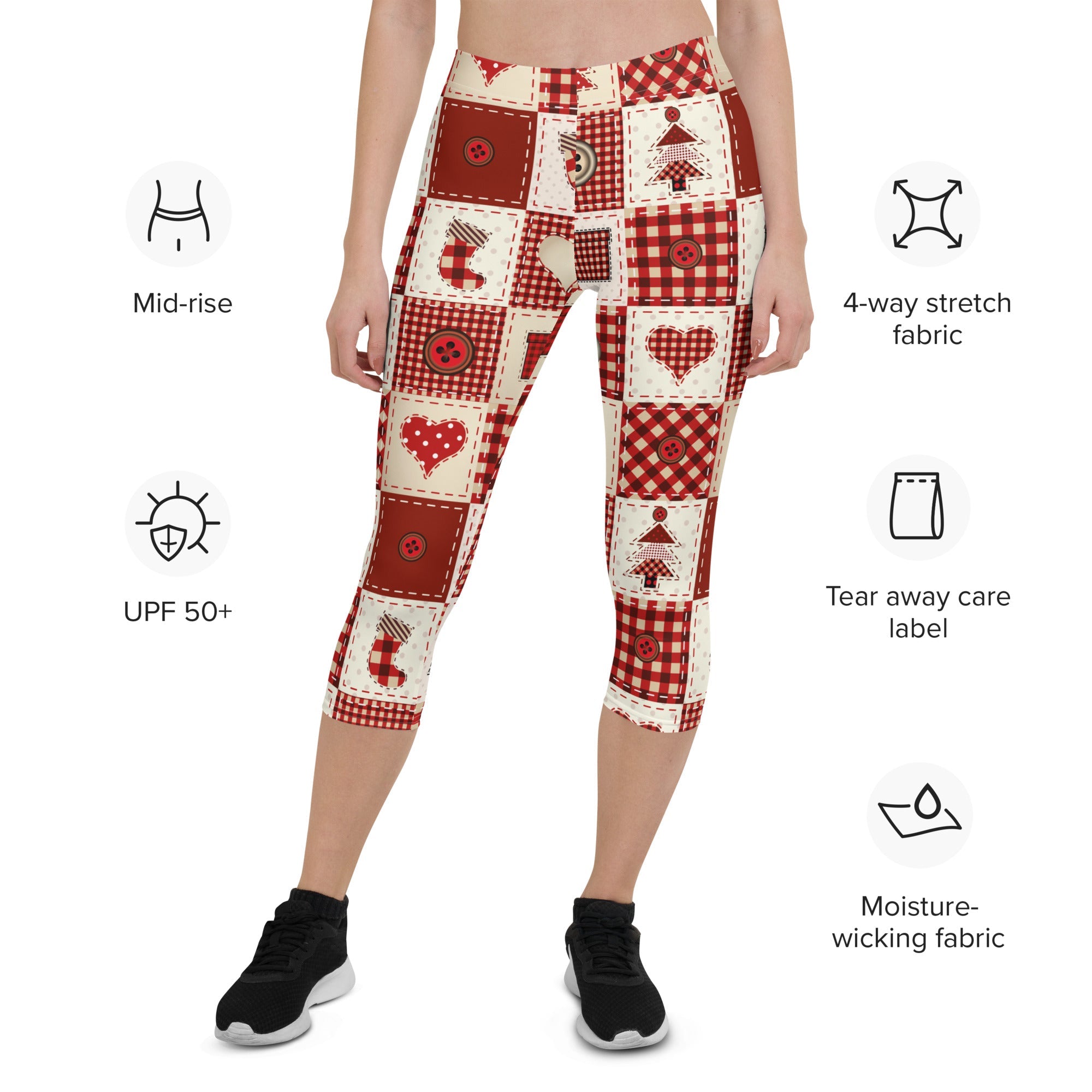 Red Christmas Patchwork Capris