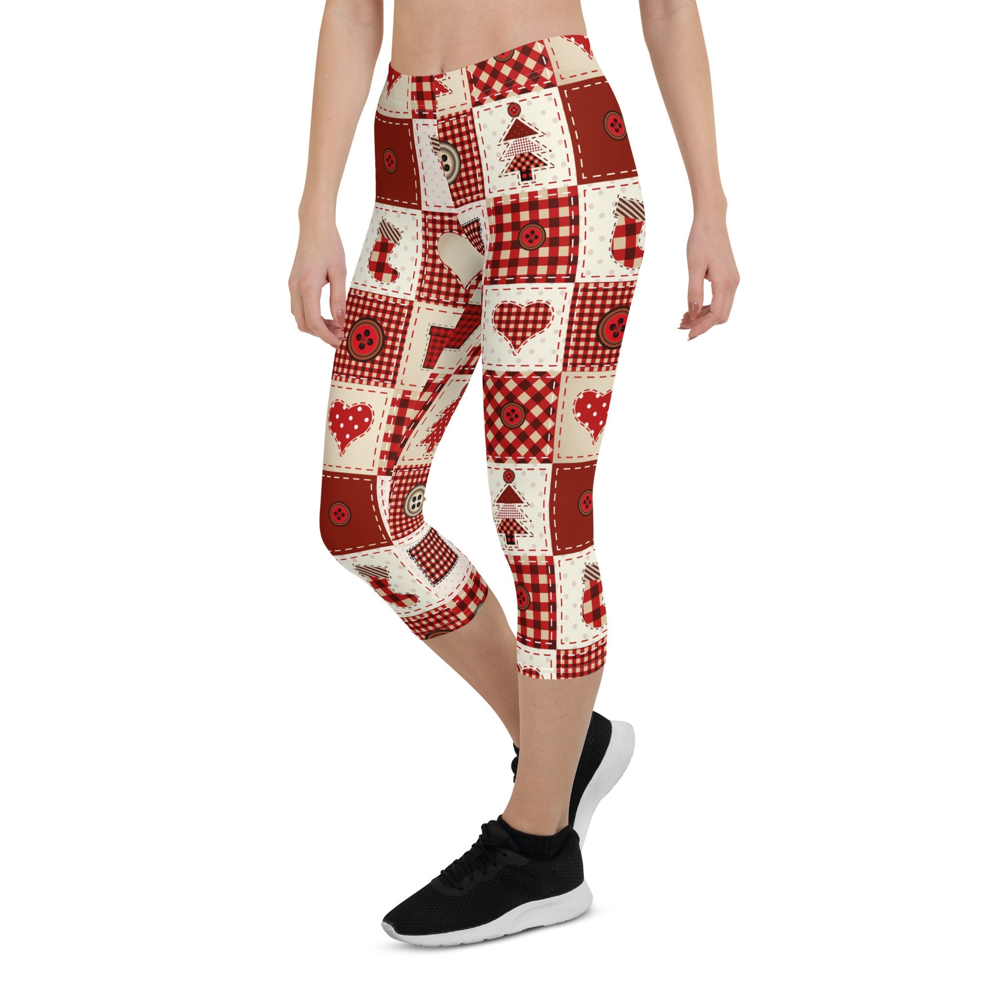 Red Christmas Patchwork Capris