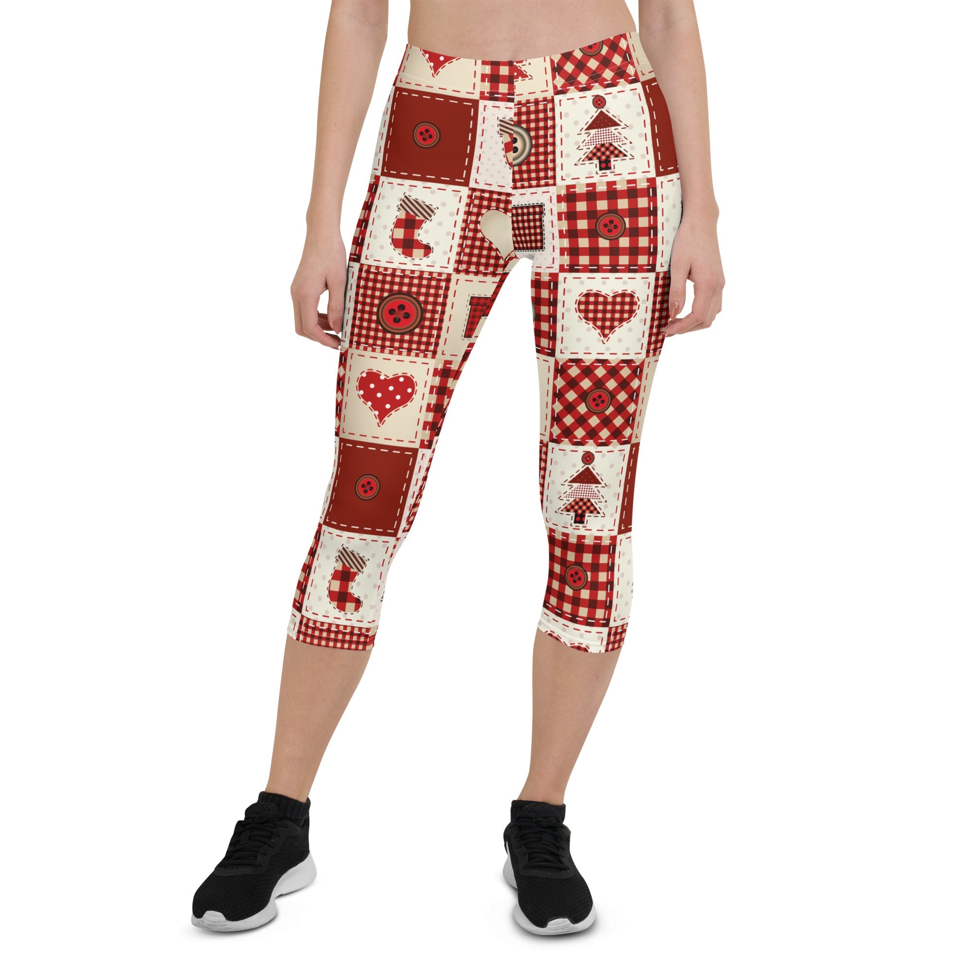 Red Christmas Patchwork Capris