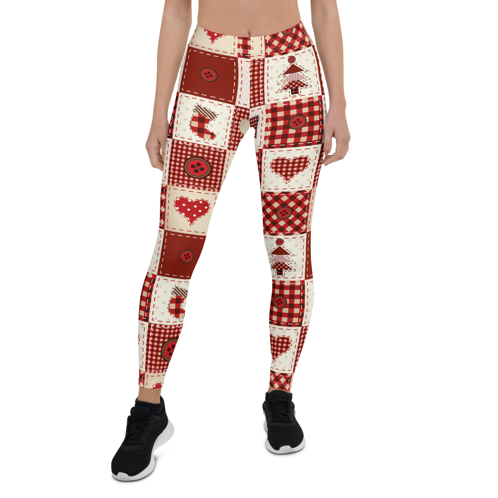 Red Christmas Patchwork Leggings