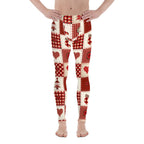 Red Christmas Patchwork Men's Leggings