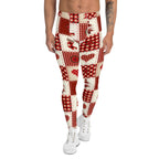 Red Christmas Patchwork Men's Leggings