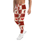 Red Christmas Patchwork Men's Leggings