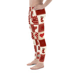 Red Christmas Patchwork Men's Leggings