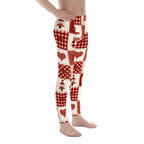 Red Christmas Patchwork Men's Leggings