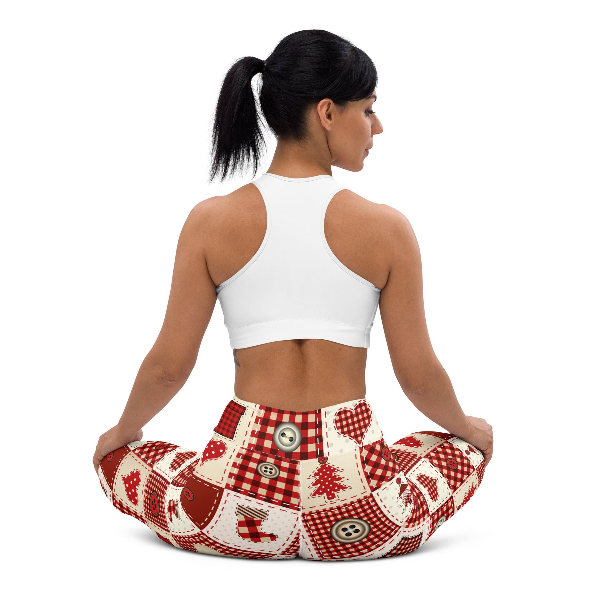 Red Christmas Patchwork Yoga Leggings