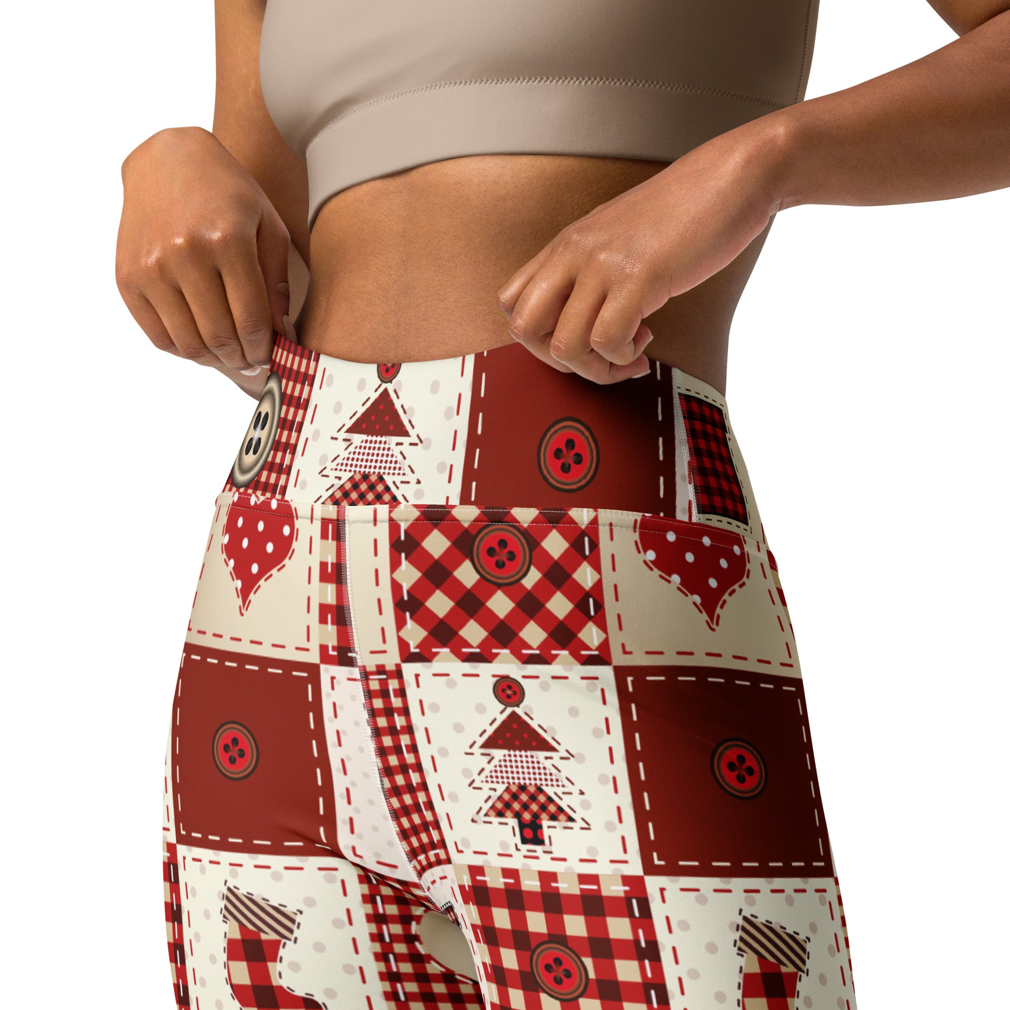 Red Christmas Patchwork Yoga Leggings