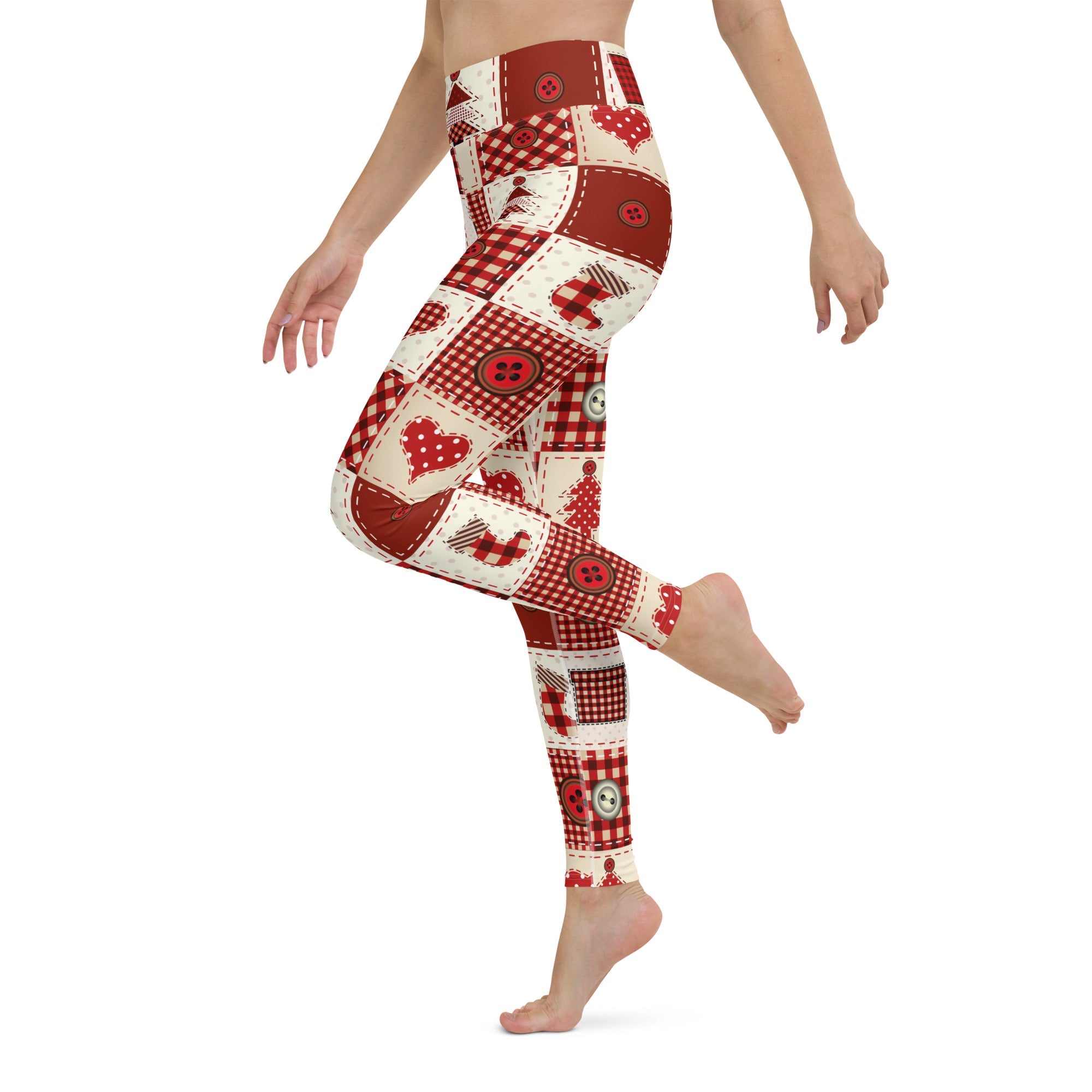 Red Christmas Patchwork Yoga Leggings