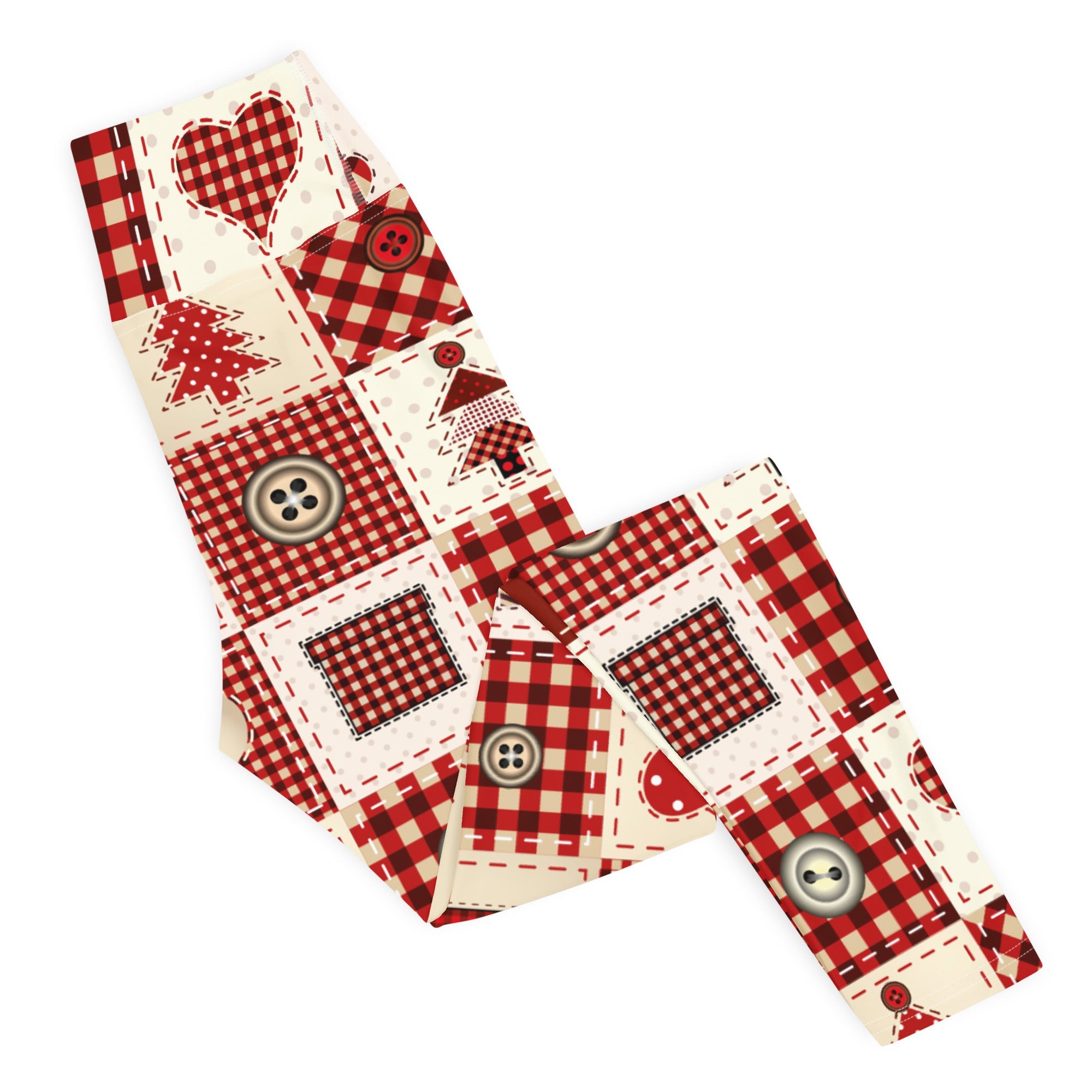 Red Christmas Patchwork Yoga Leggings