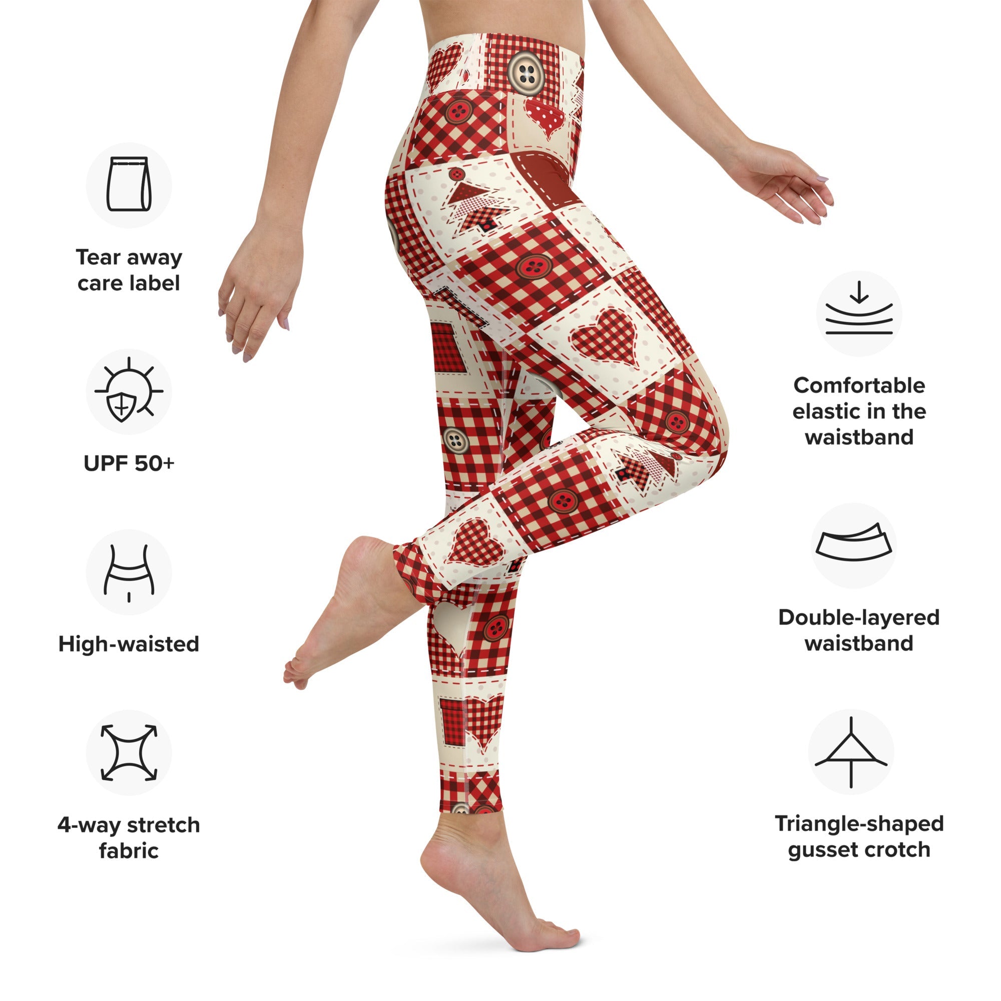 Red Christmas Patchwork Yoga Leggings