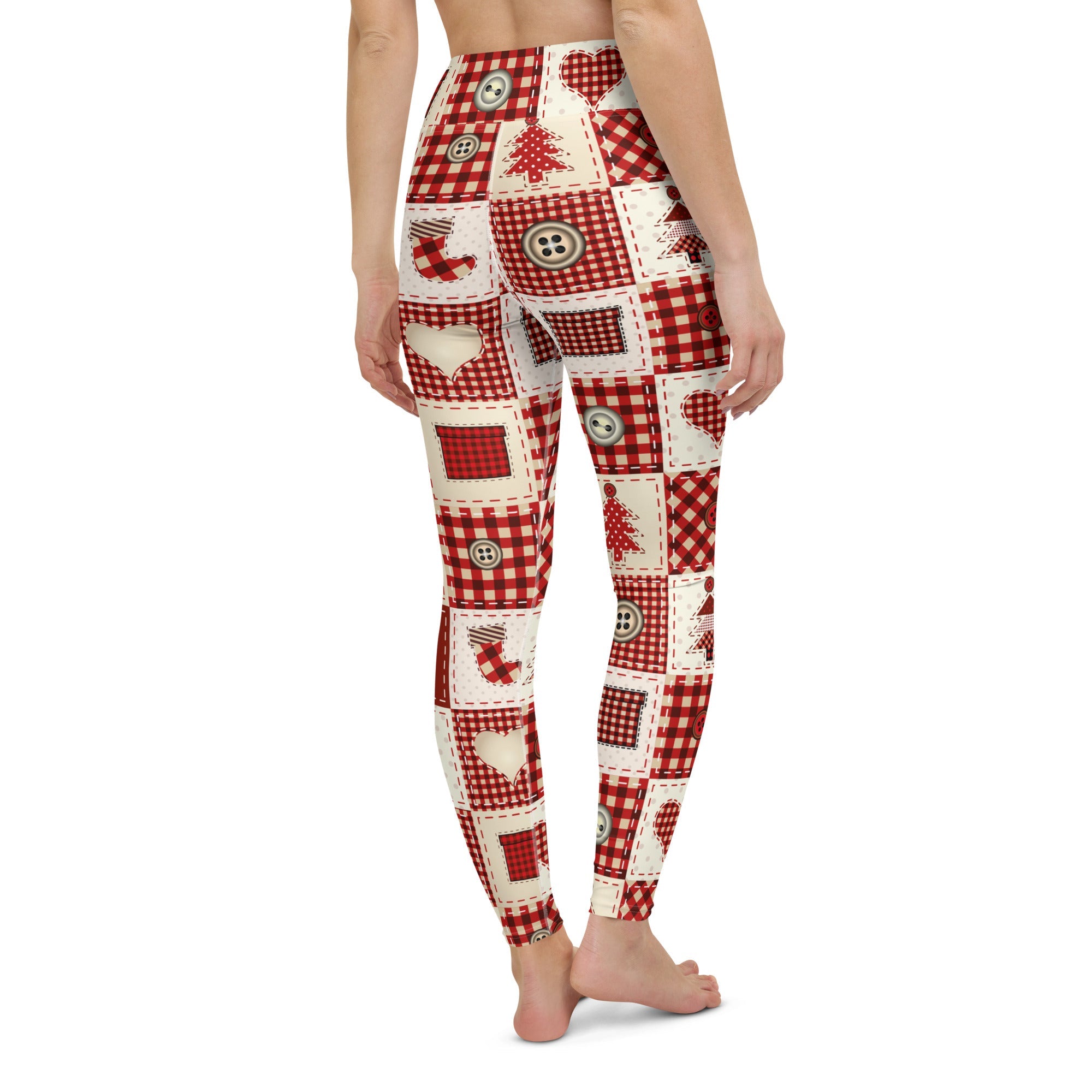 Red Christmas Patchwork Yoga Leggings