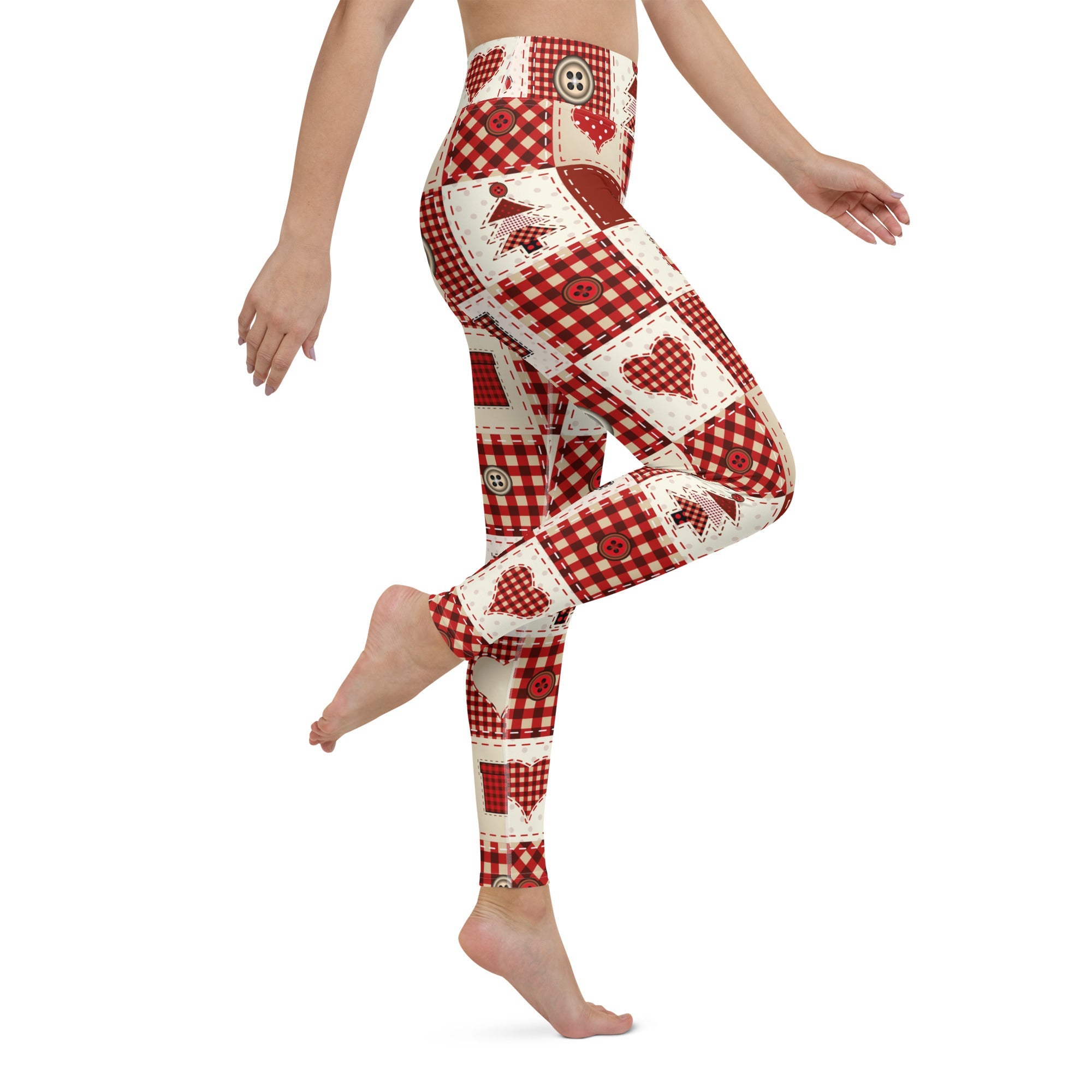 Red Christmas Patchwork Yoga Leggings