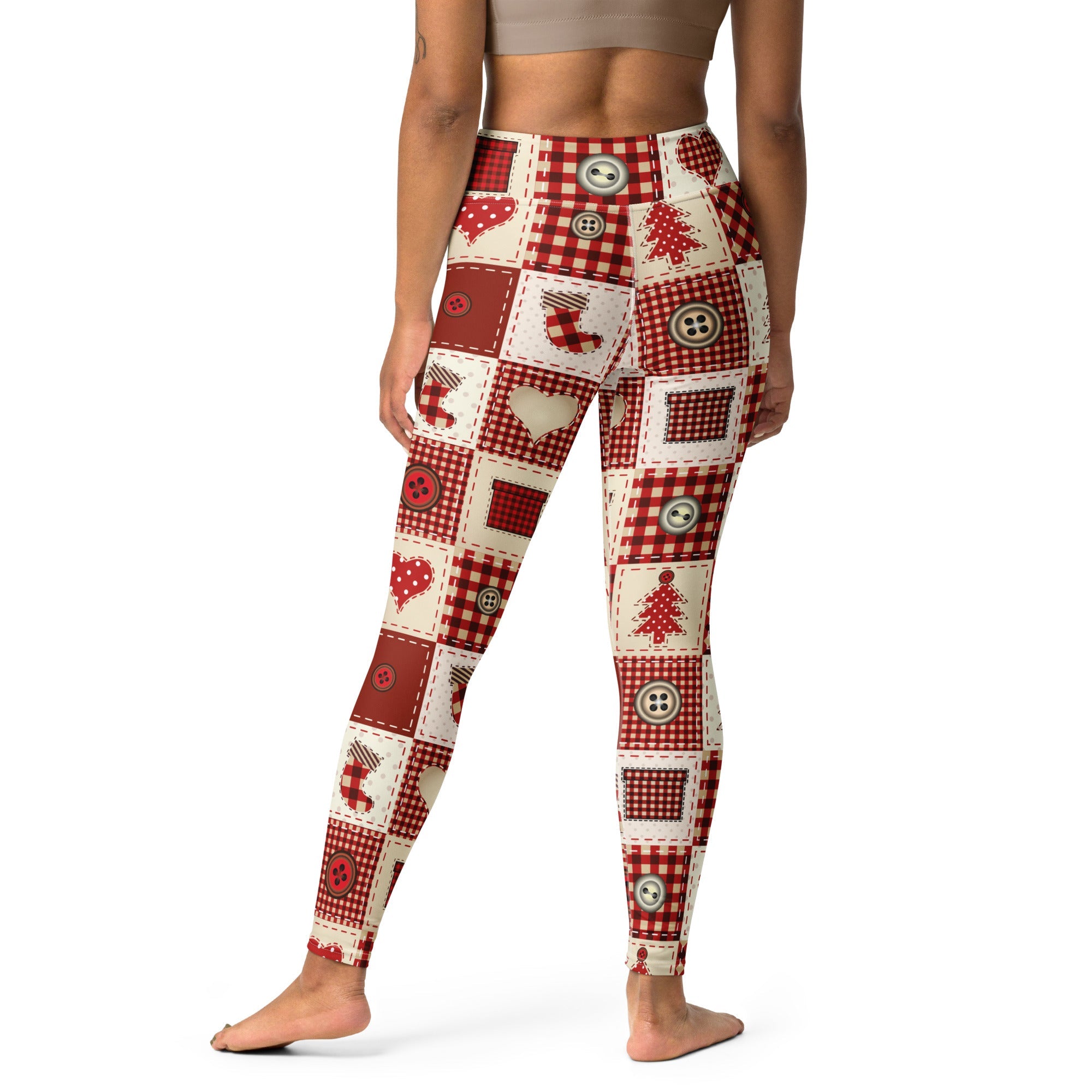 Red Christmas Patchwork Yoga Leggings