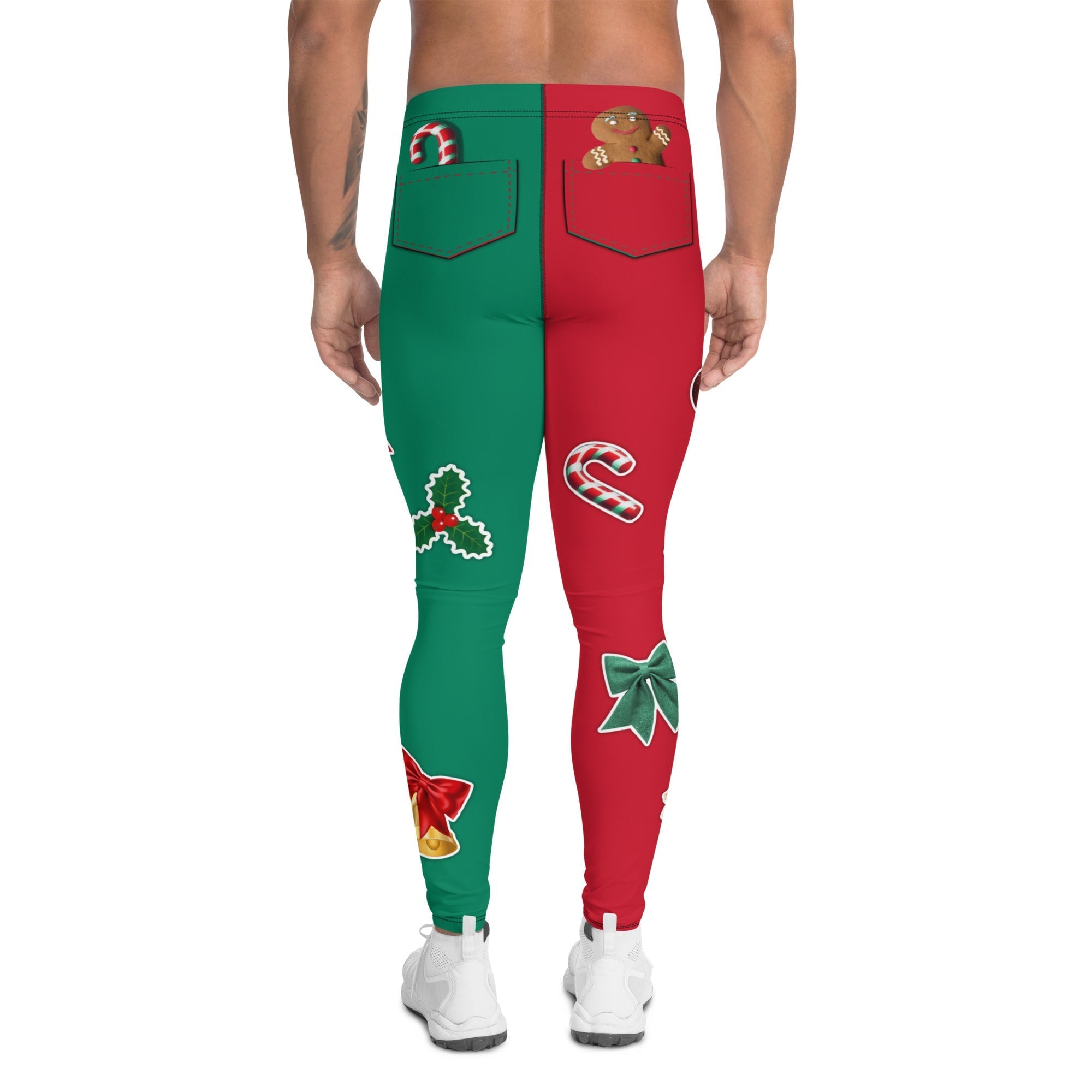 Red & Green Christmas Men's Leggings