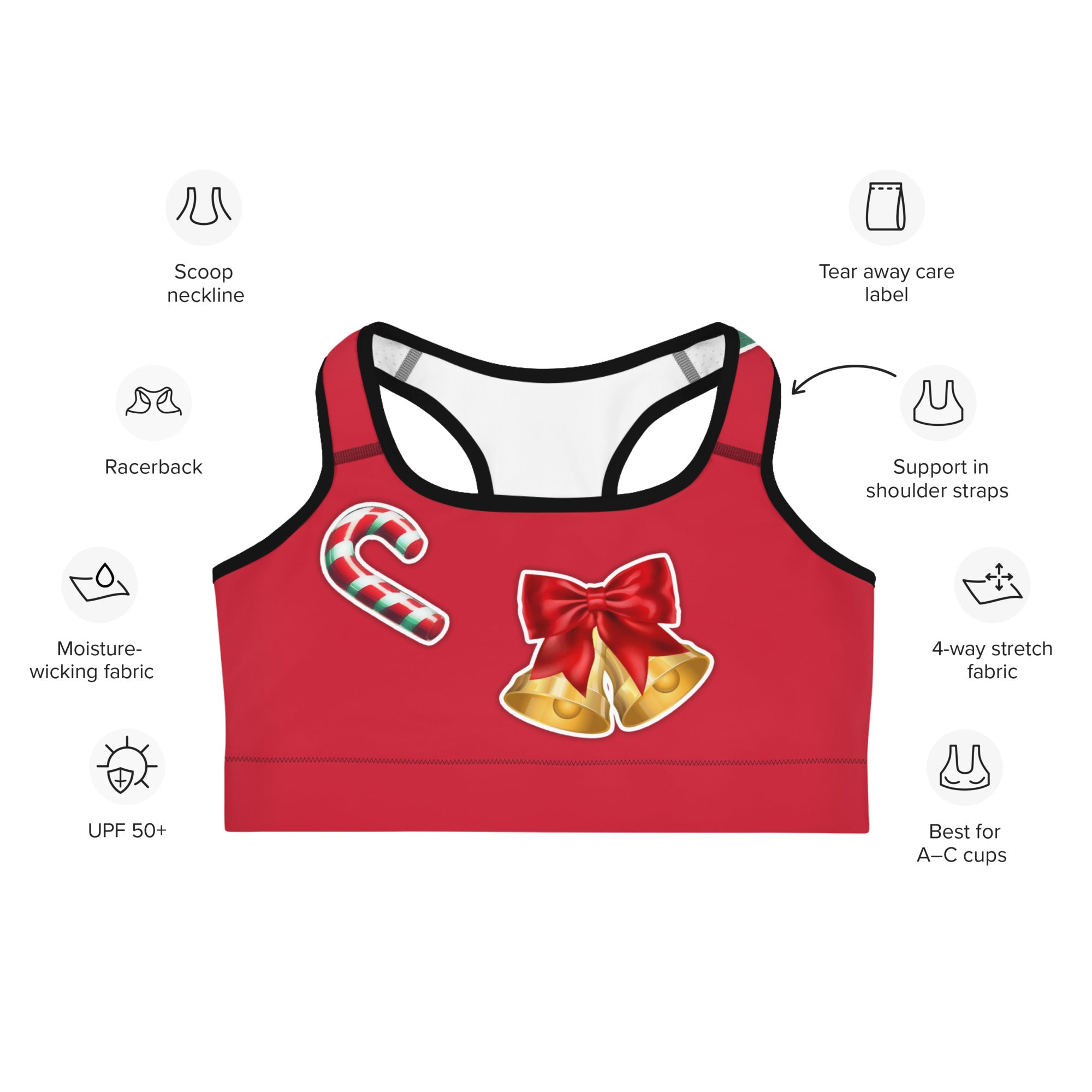 Red & Green Christmas Sports Bra