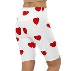 Red Hearts Biker Shorts