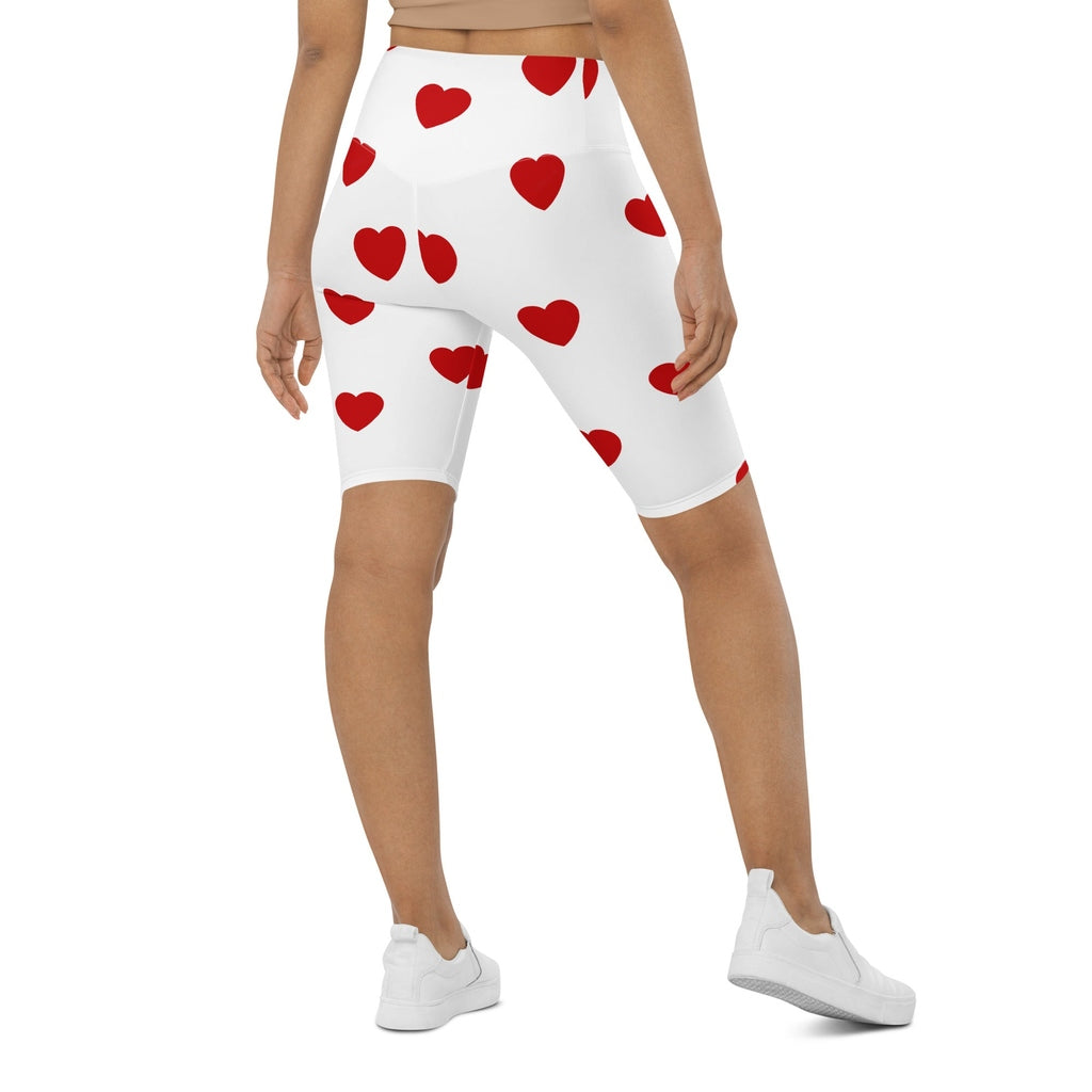 Red Hearts Biker Shorts