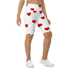 Red Hearts Biker Shorts
