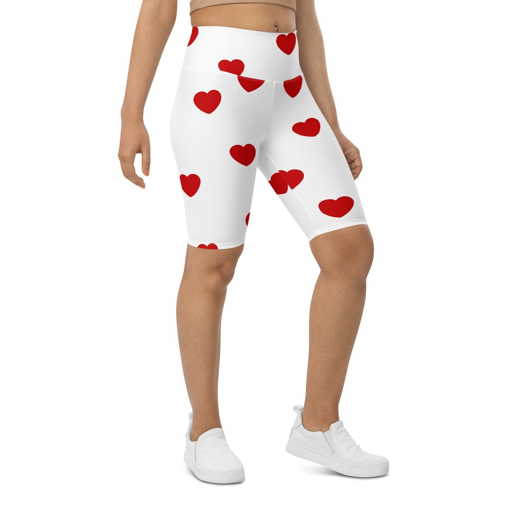 Red Hearts Biker Shorts