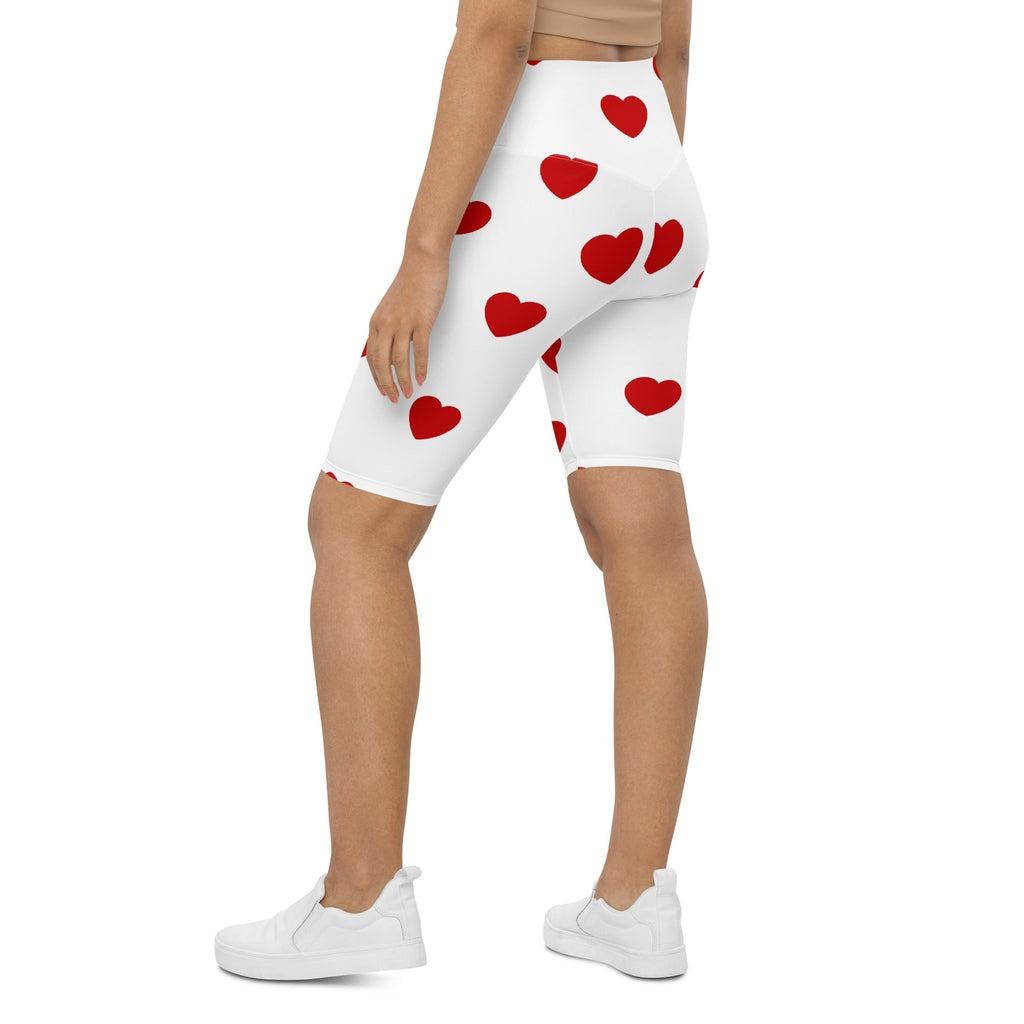 Red Hearts Biker Shorts