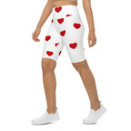 Red Hearts Biker Shorts